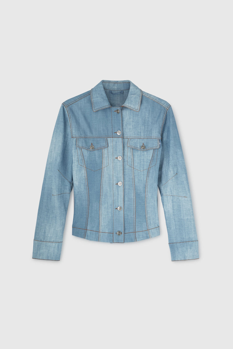 Marocain jacket with suede details