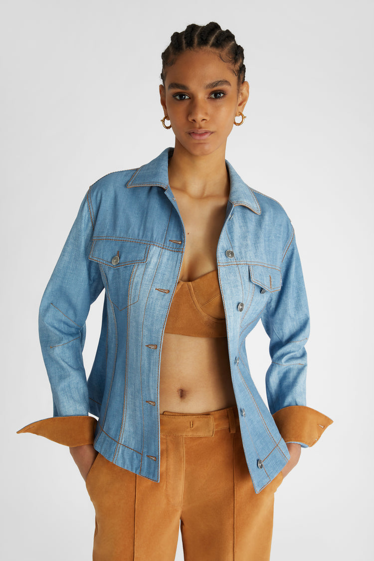 Marocain jacket with suede details