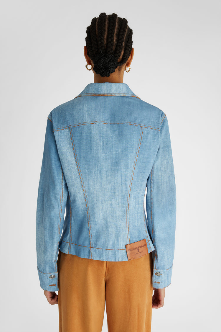 Marocain jacket with suede details