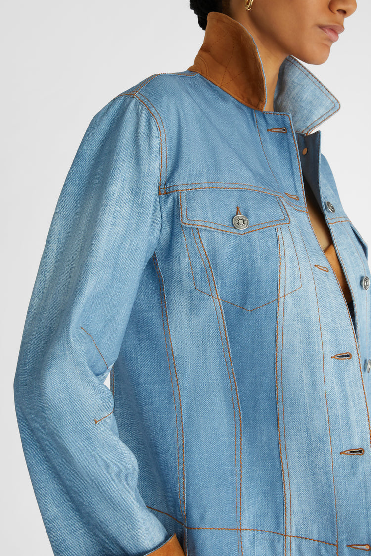 Marocain jacket with suede details