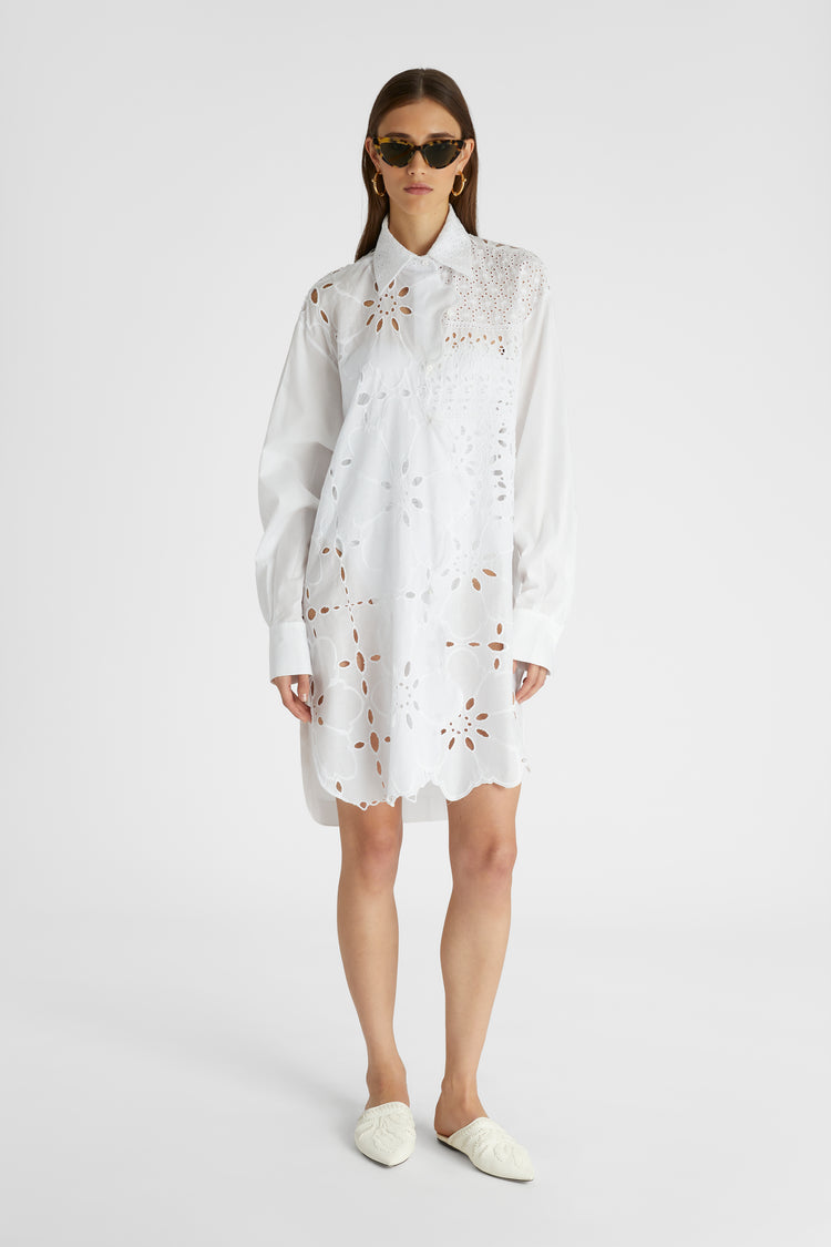 Muslin shirt with broderie anglaise embroidery