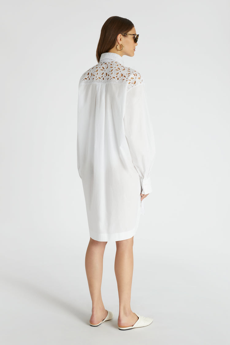 Muslin shirt with broderie anglaise embroidery