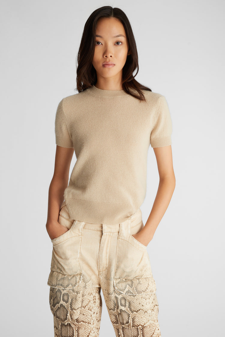 Cashmere half-sleeve sweater