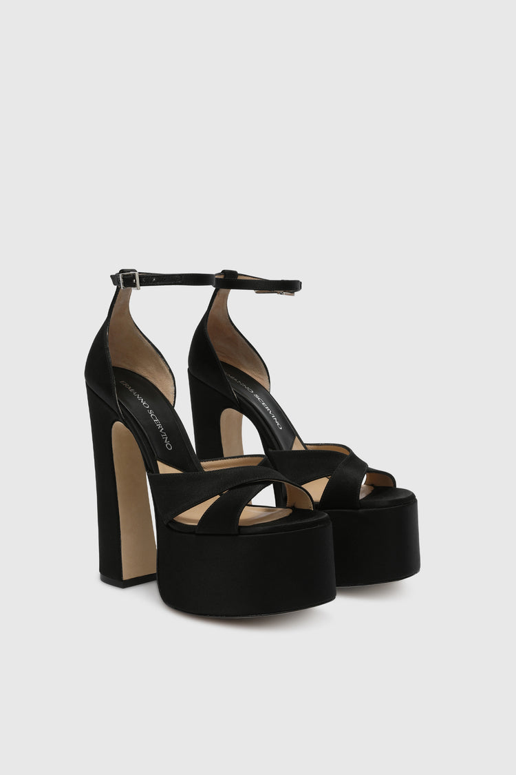 Sandalo platform in raso