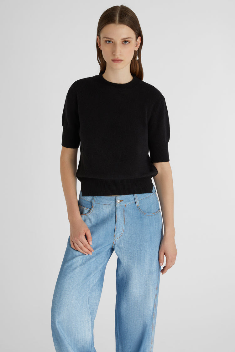 Pull noir en pur cachemire