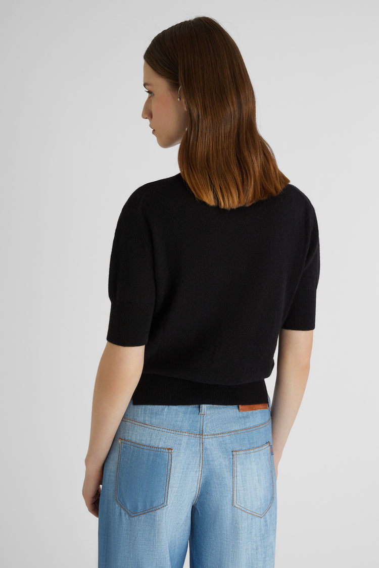 Pull noir en pur cachemire
