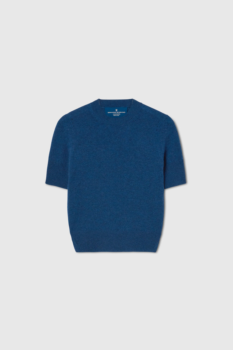 Pull bleu en pur cachemire