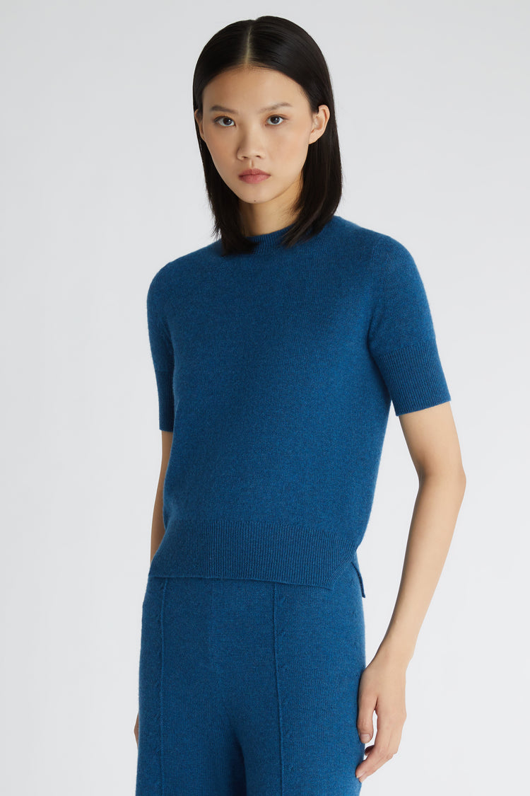 Pull bleu en pur cachemire