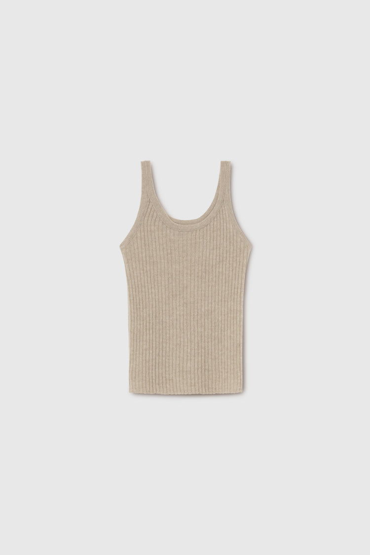 Débardeur taupe en pur cachemire