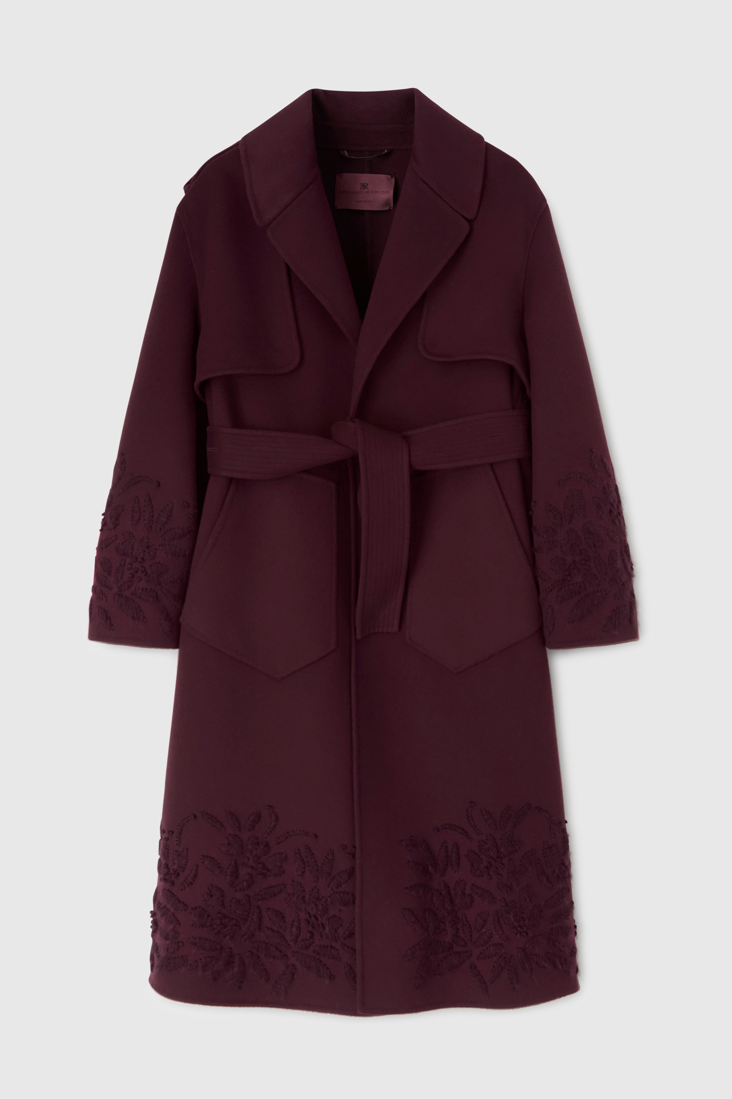 Women's embroidered wool long trench coat - Ermanno Scervino