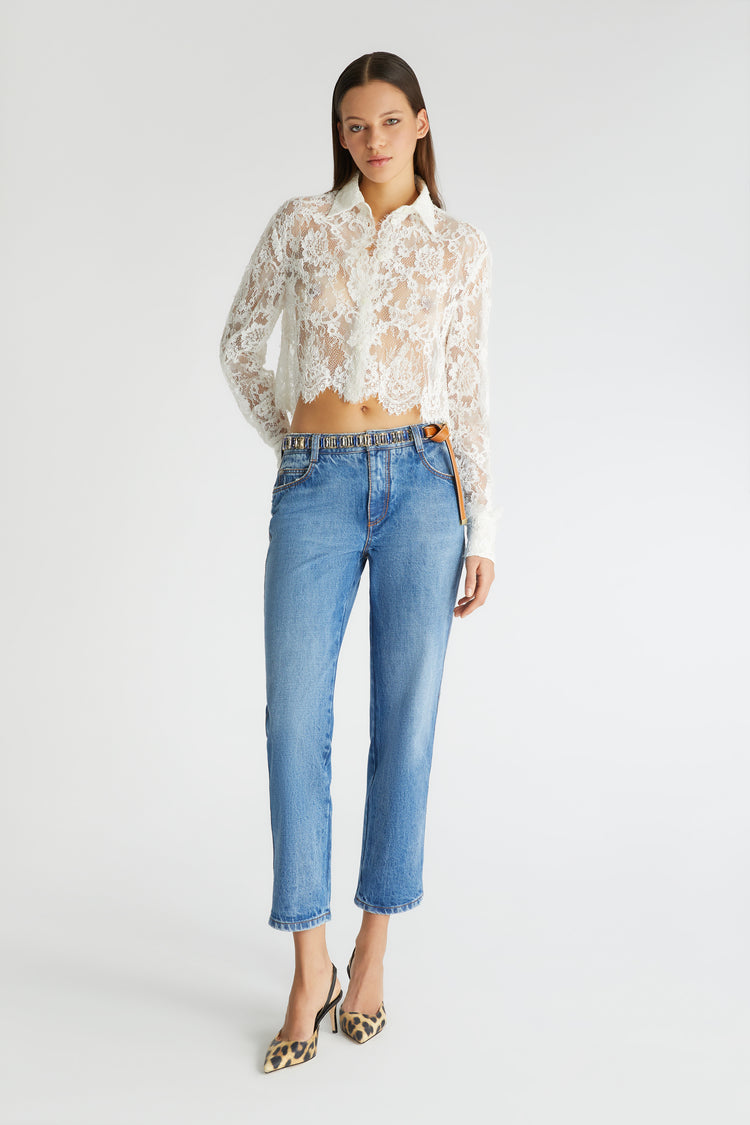 Straight-cut denim trousers