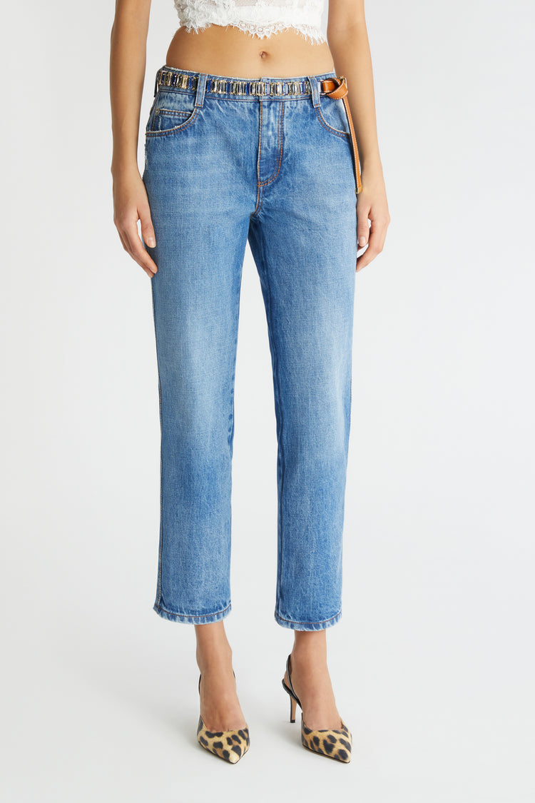 Straight-cut denim trousers