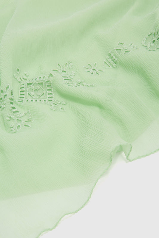 Étole en mousseline de soie pure avec sculpture géométrique réalisée et finie à la main