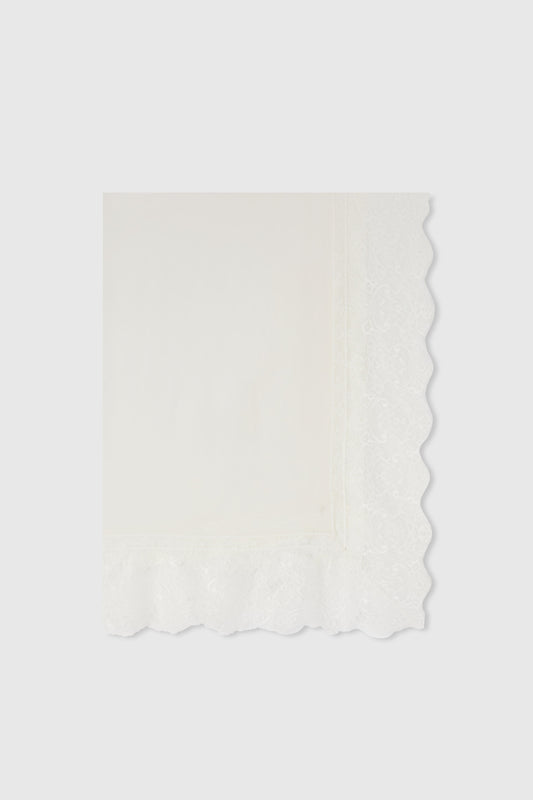 Stola bianca in cashmere con pizzo valencienne