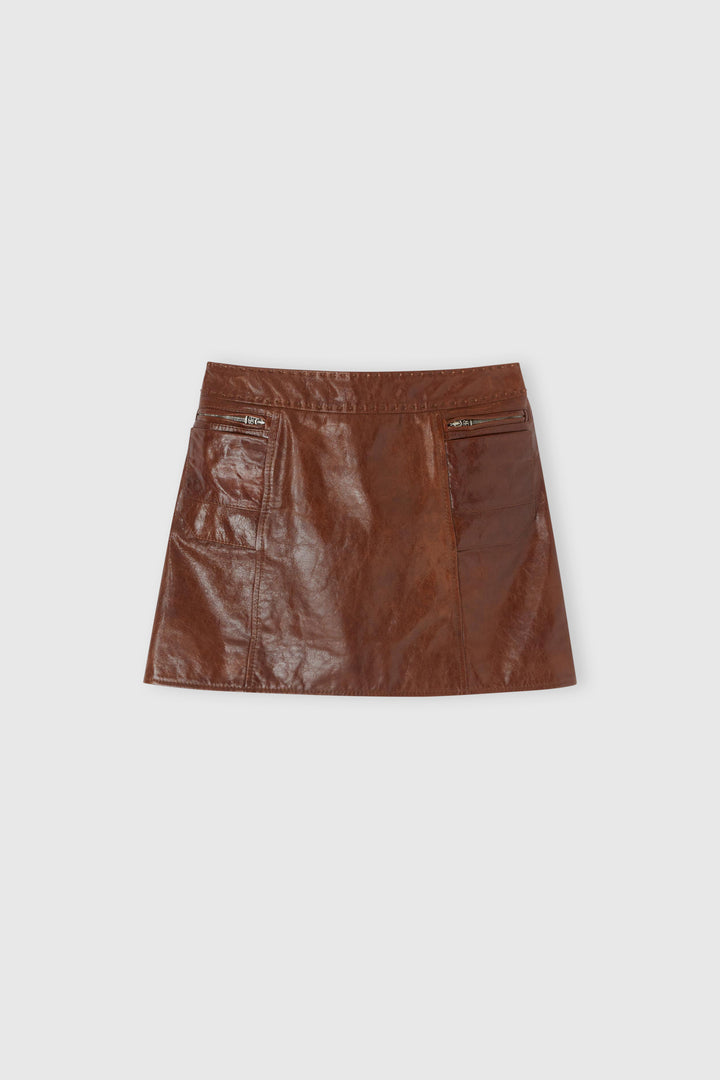 Glossy leather miniskirt