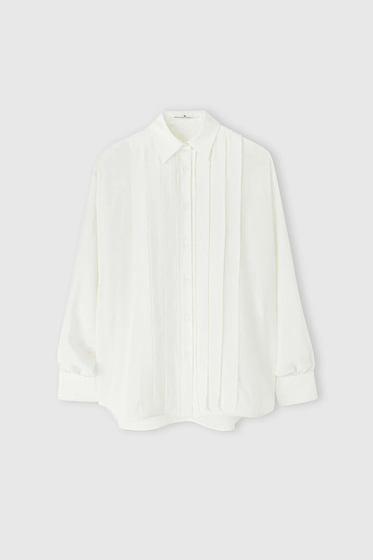 Pure silk shirt with front pleats