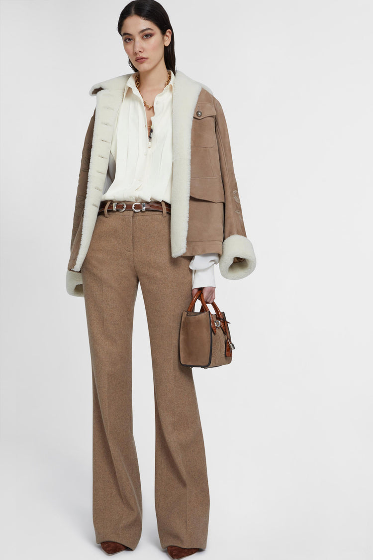 Pure silk shirt with front pleats