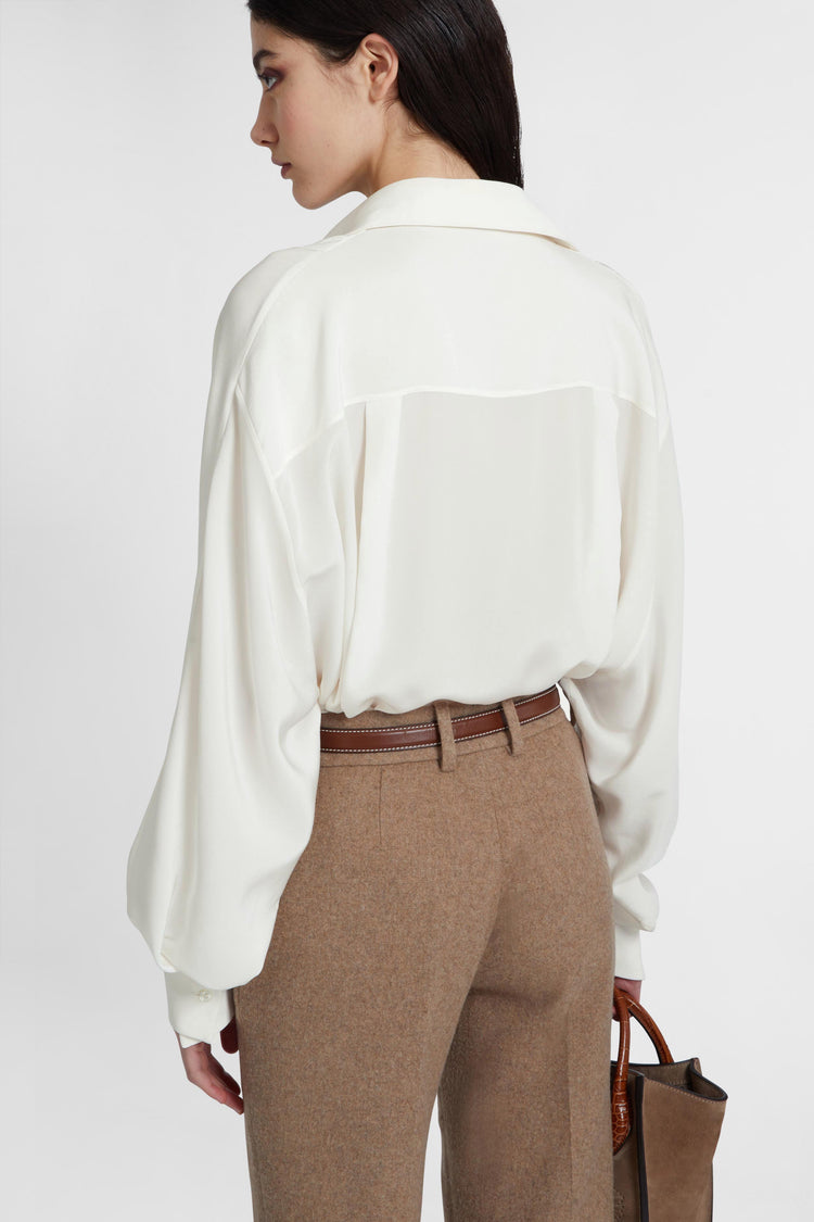 Pure silk shirt with front pleats