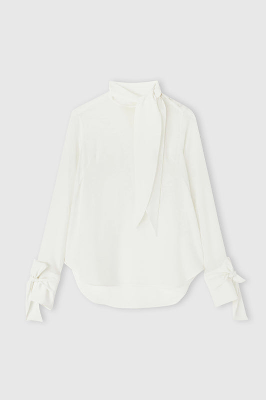 Pure silk blouse with decorative bows