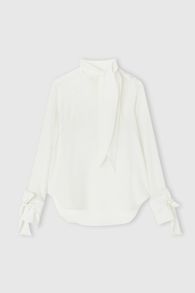 Chemisier en pure soie avec nœuds décoratifs