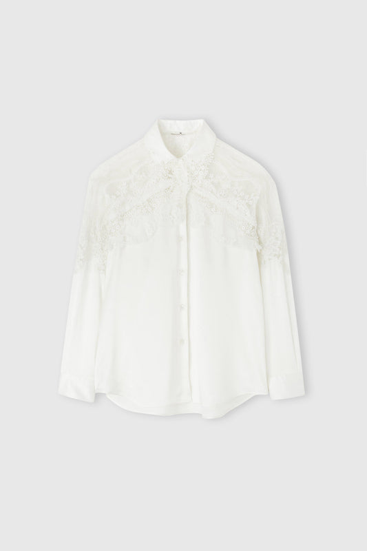 Chemise en soie stretch avec dentelle