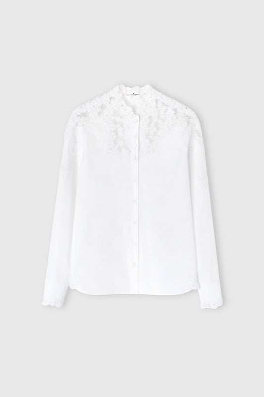 Poplin shirt with rebrode lace