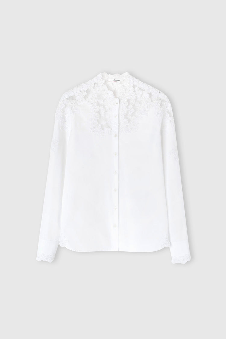 Camicia in popeline con pizzo rebrodé