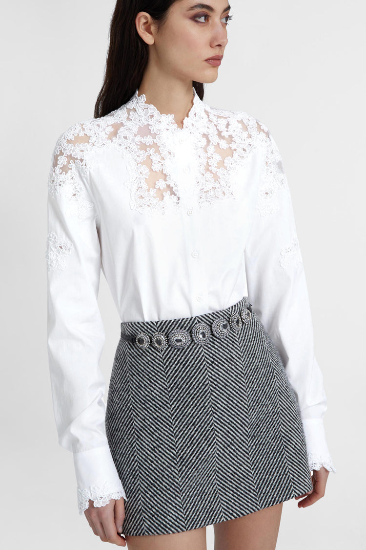 Camicia in popeline con pizzo rebrodé