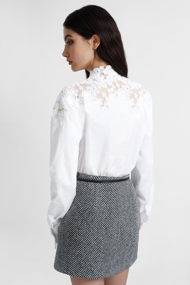 Camicia in popeline con pizzo rebrodé