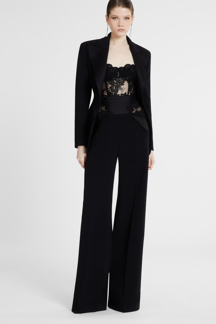 Structured floral lace corset with boning and cups