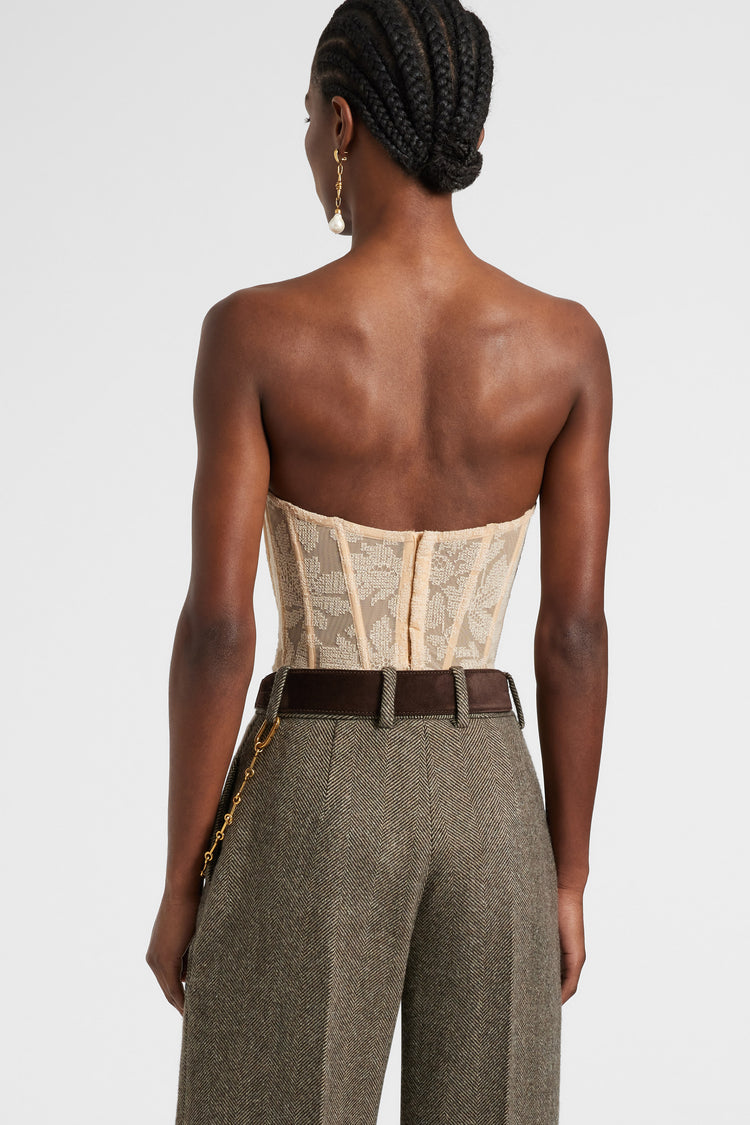 Lace corset-body with boning and structured cups