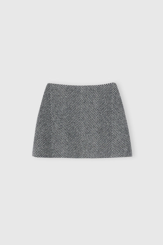 Virgin wool blend mini skirt with herringbone pattern