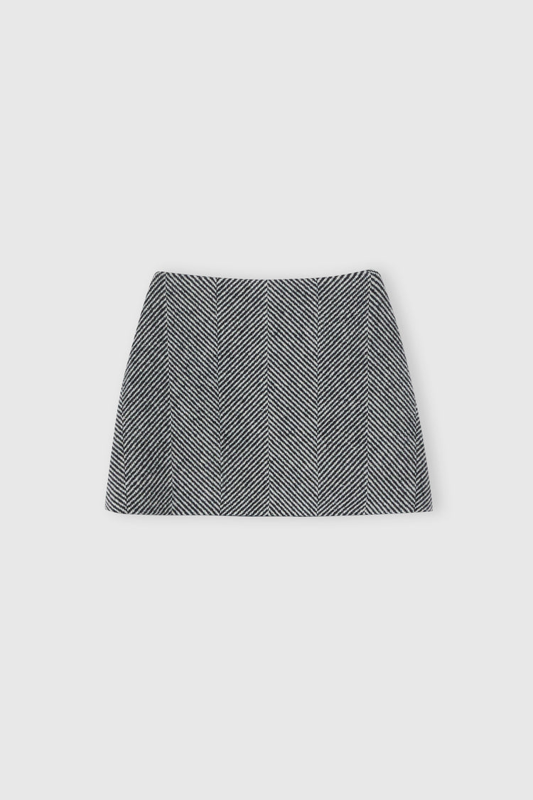 Virgin wool blend mini skirt with herringbone pattern