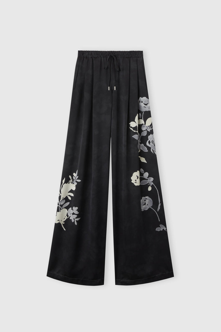 Pure silk trousers with floral print