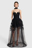Bustier dress in tulle and rebrodé lace