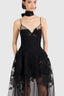 Bustier dress in tulle and rebrodé lace