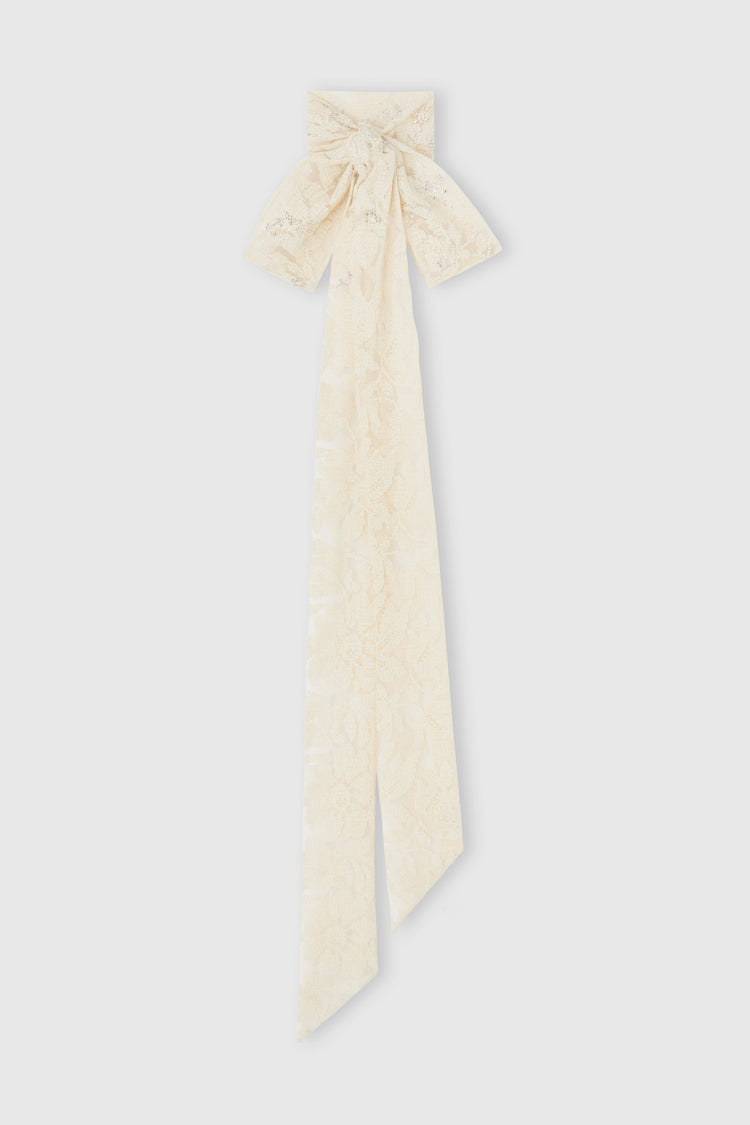"Piccolo punto" lace scarf with tone-on-tone crystals