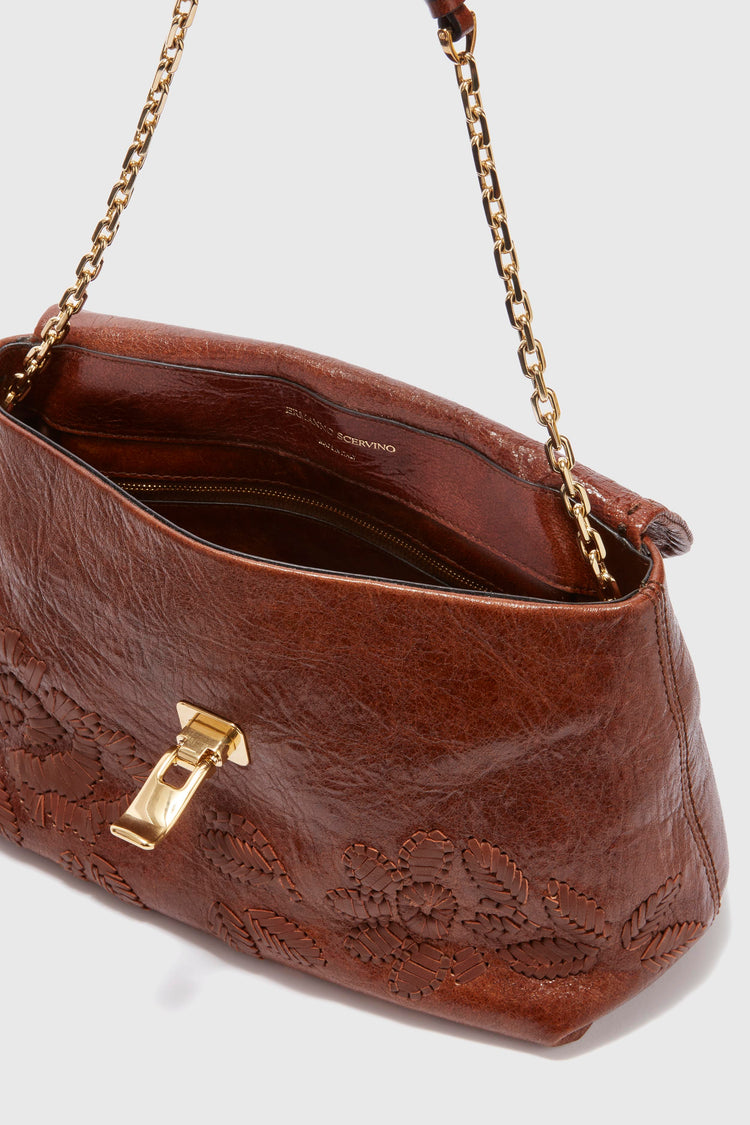 New Joy in embroidered brown nappa