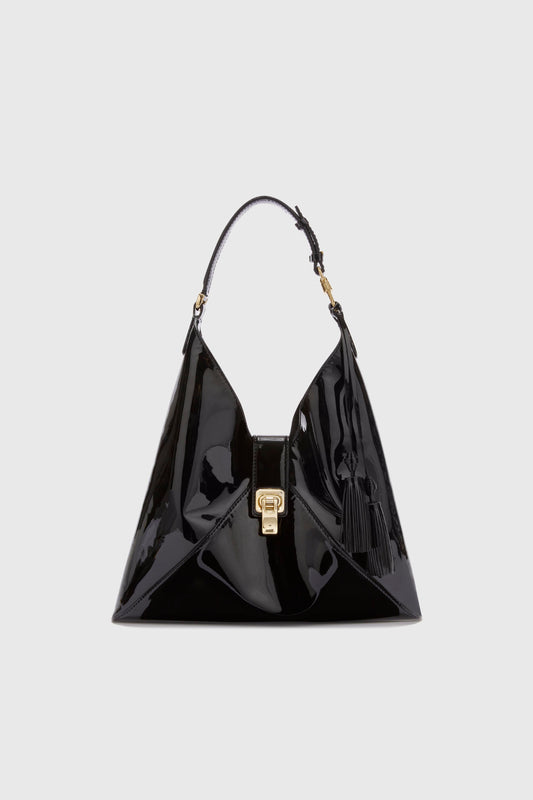 Sac Dudu en cuir verni souple et brillant