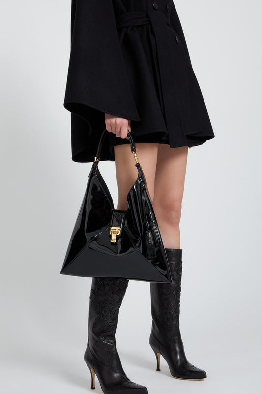 Sac Dudu en cuir verni souple et brillant