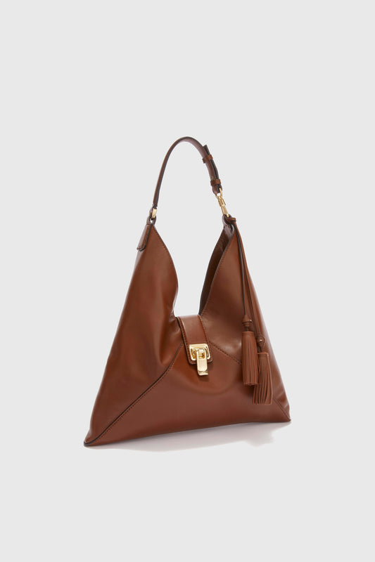Brown smooth calfskin hobo bag