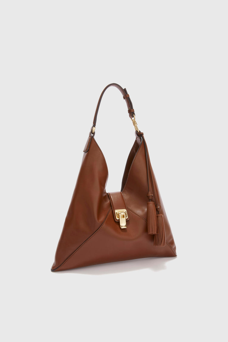 Hobo bag en veau lisse marron