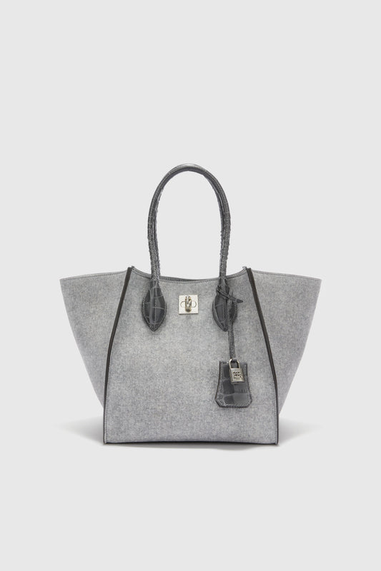 Maggie bag in melange-effect suede and crocodile-embossed leather