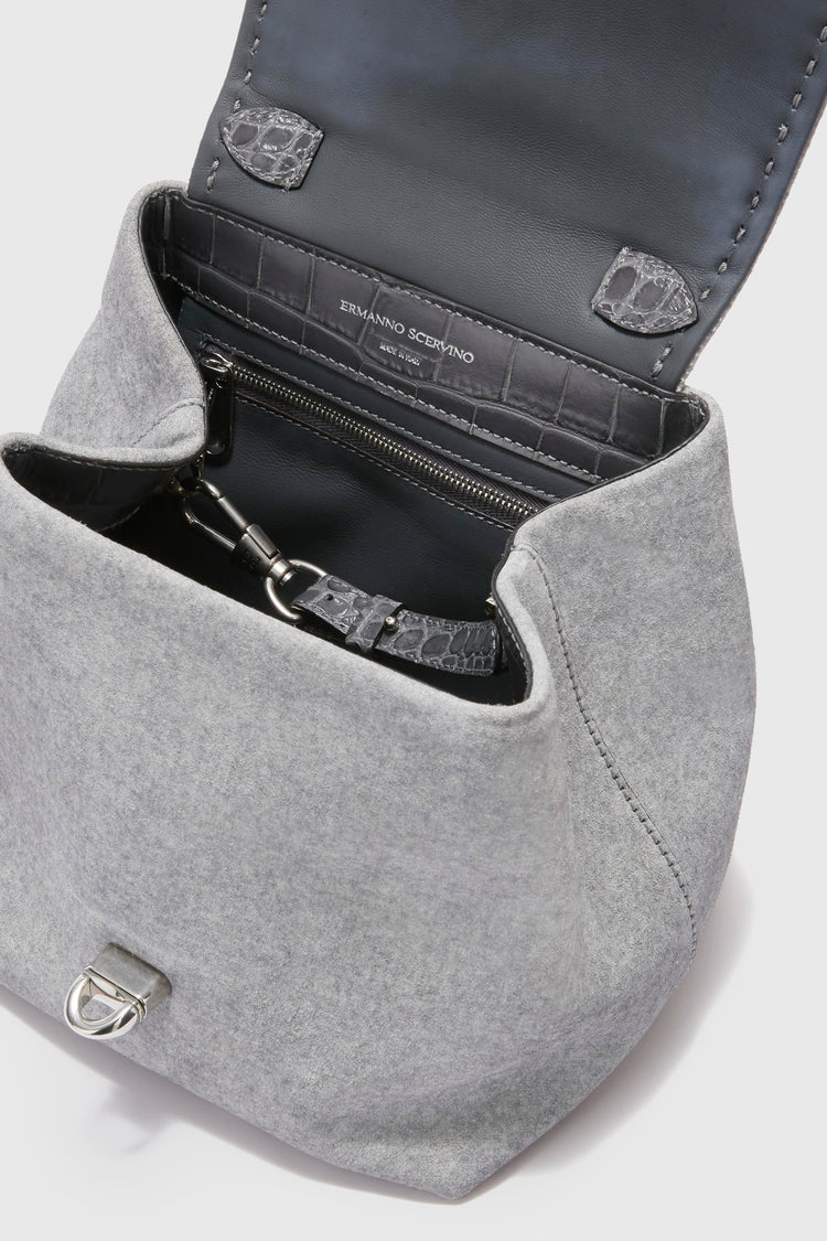 Liza bag in printed crust melange cloth