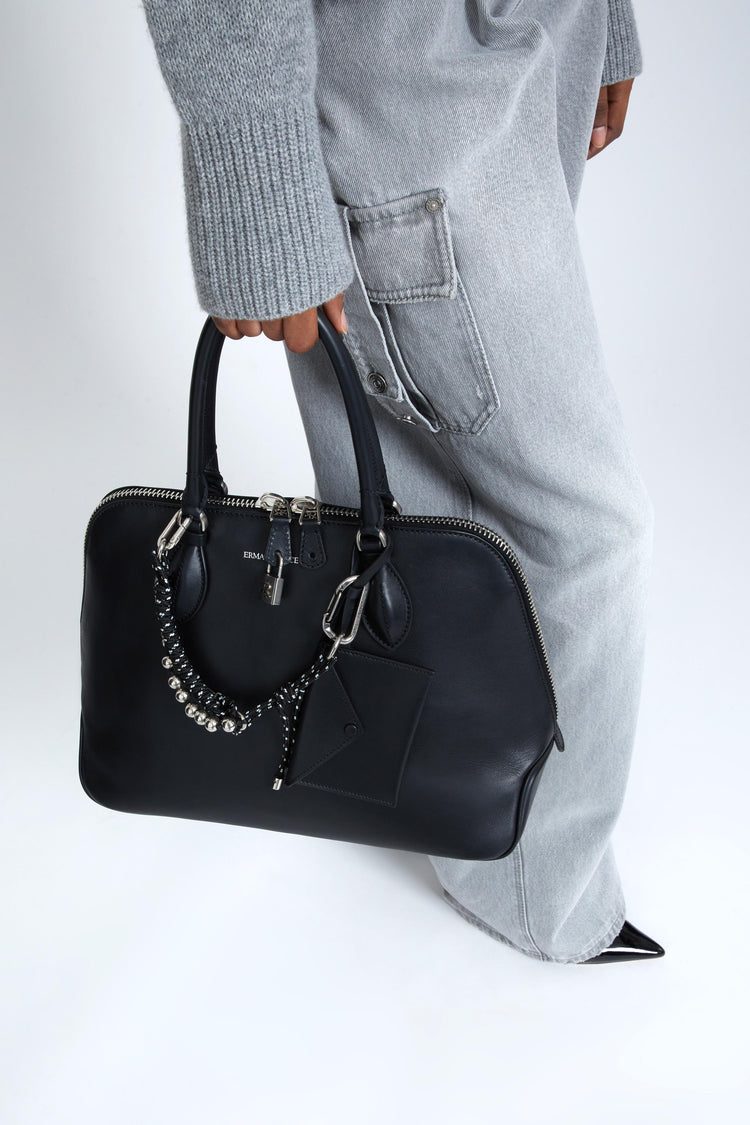 Orsetta large double handle bag in smooth calfskin