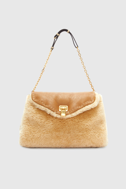 Borsa Joy in shearling con manico a catena