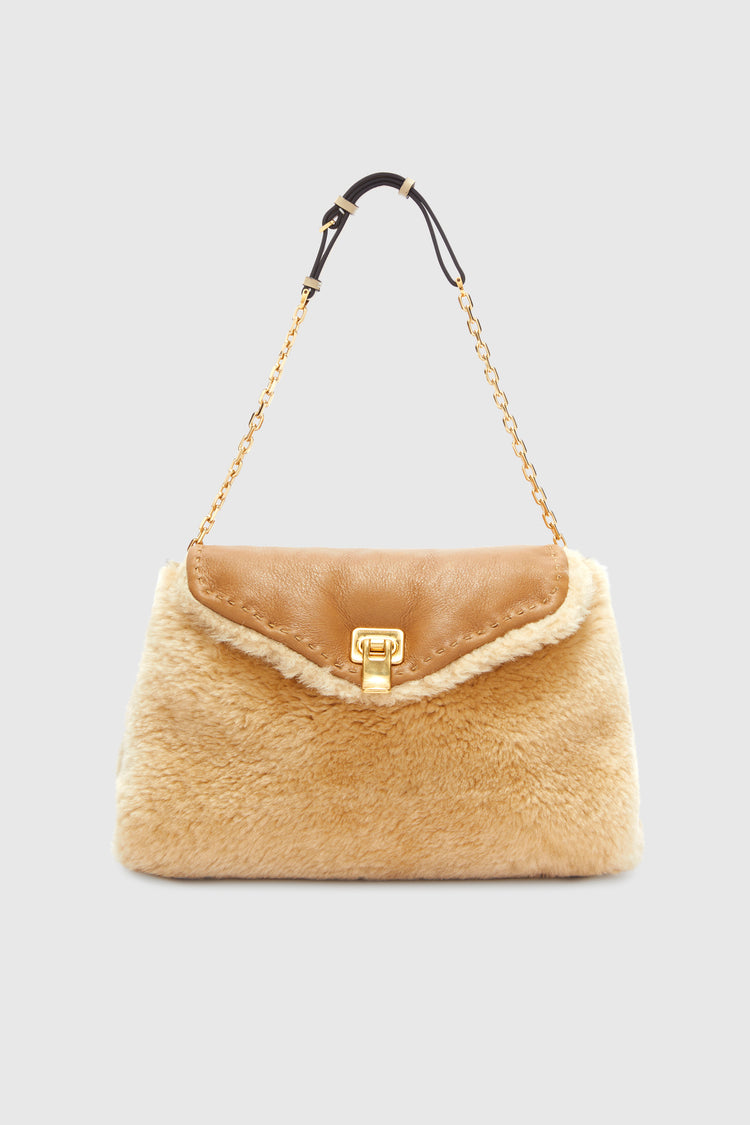 Joy shearling bag with chain handle