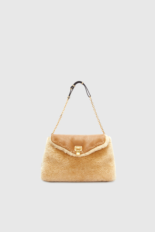 Joy shearling bag with chain handle