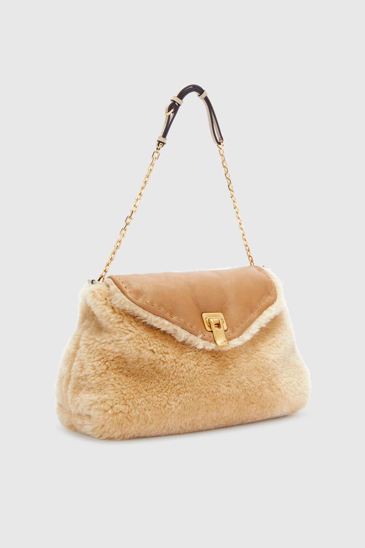 Joy shearling bag with chain handle