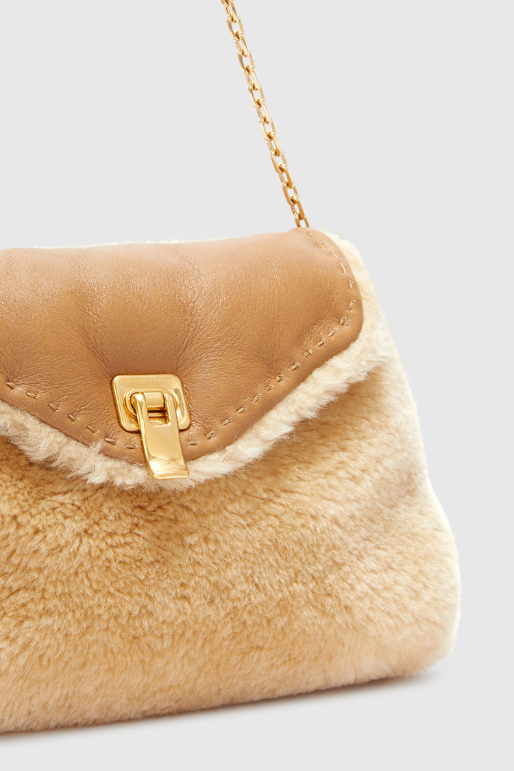 Joy shearling bag with chain handle